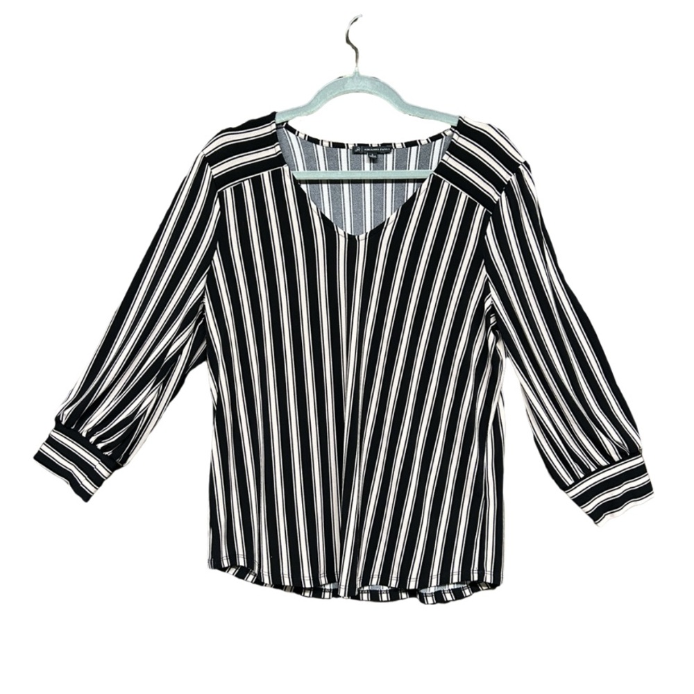 Black & White Long Sleeve Blouse by Adrianna Papell